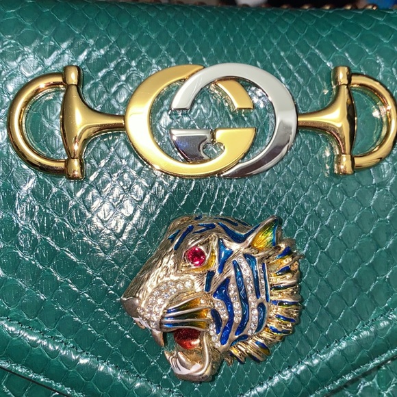 Gucci Rajah Green Genuine Python Large Tote - Picture 12 of 13